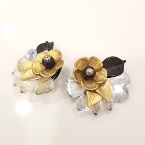 80s Big Clip On Earrings Costume Party Gold Black
